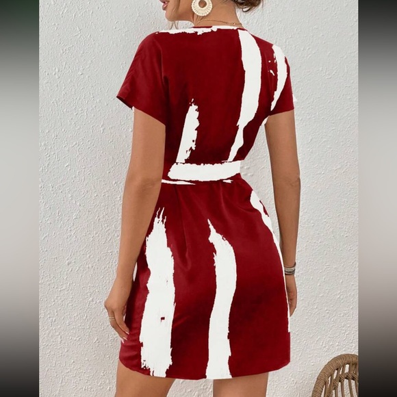 Boho brushed print knot side wrap hem mojo dress - Picture 3 of 6